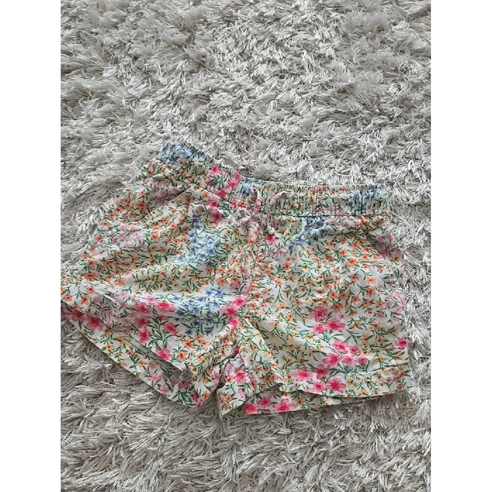 Old Navy Girls Floral Summer Shorts Medium Size 8 Pockets Drawstring Linen Blend